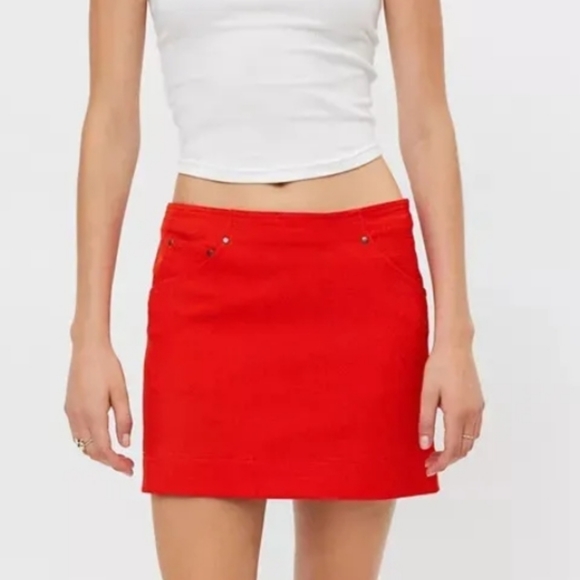 URBAN OUTFITTERS ASHLEY PELMIT ORANGE FITTED MINI SKIRT/ S-P. - Picture 1 of 16
